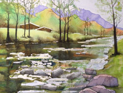 River, watercolour